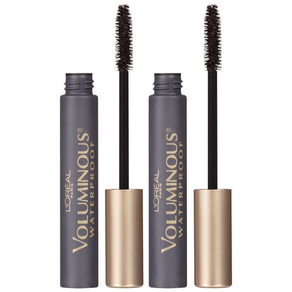 L'Oreal Paris Cosmetics Voluminous Volume Building Waterproof Mascara, Black Brown, 2 Count