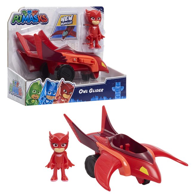 PJ Masks Owlette and Owl Glider, 2-Piece Articulated Action Figure and Vehicle Set, Red, by Just Play