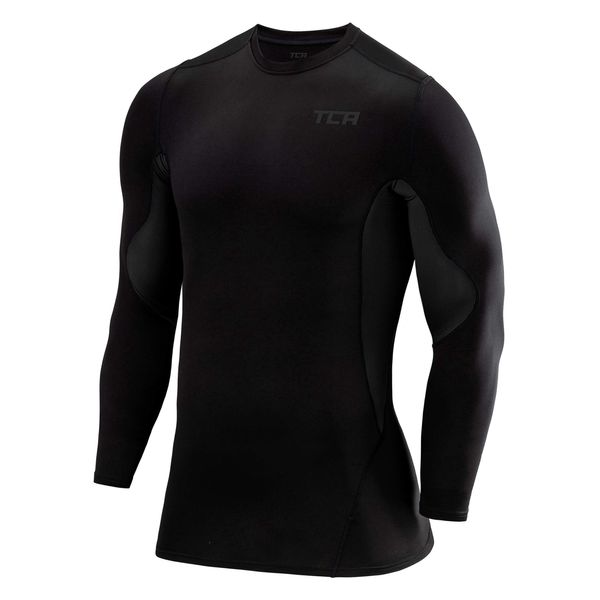 TCA Boys' SuperThermal Compression Base Layer Football Running Top Long Sleeve Thermal Under Shirt - Black Stealth, 12-14 Years