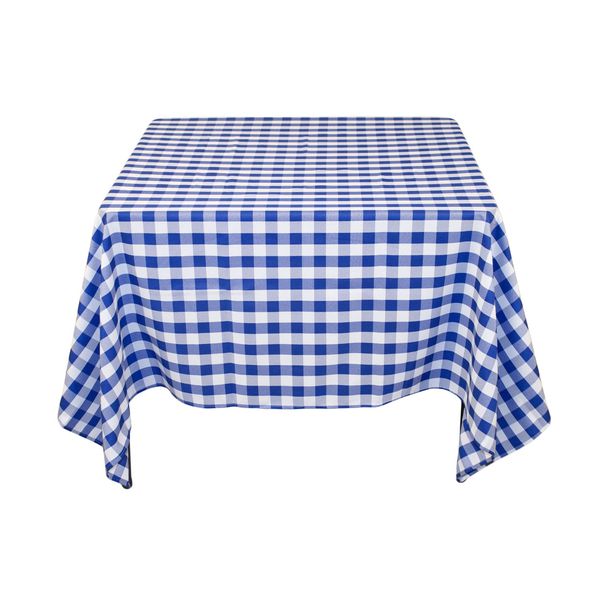 LTC LINENS 70 in. x 70 in. Blue and White Checkered Tablecloth Square - Blue Gingham Table Cloth for Card Table - Stain Resistant, Washable Fabric Cloth Small Table Cover for Picnic, Party