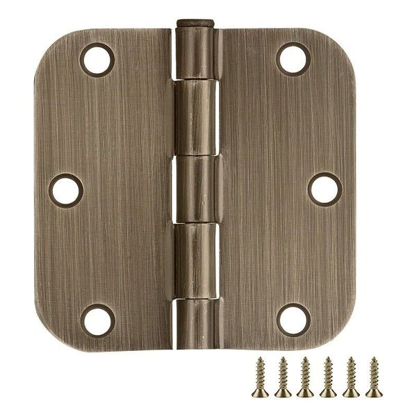 Stainless Steel Door Hinge in Antique Brass 3 1/2 Inch 5/8 Inch Radius 12 Pack