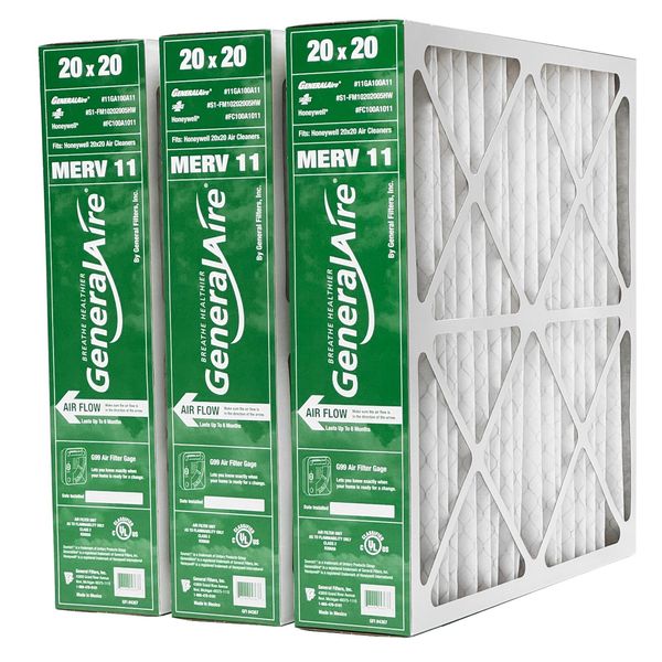 GeneralAire 11-GA100A11 (3 Pack) - 20" x 20" x 4" Replacement Filter MERV 11