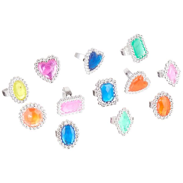 Rhode Island Novelty Plastic Jewel Rings, 24 Count Assortment