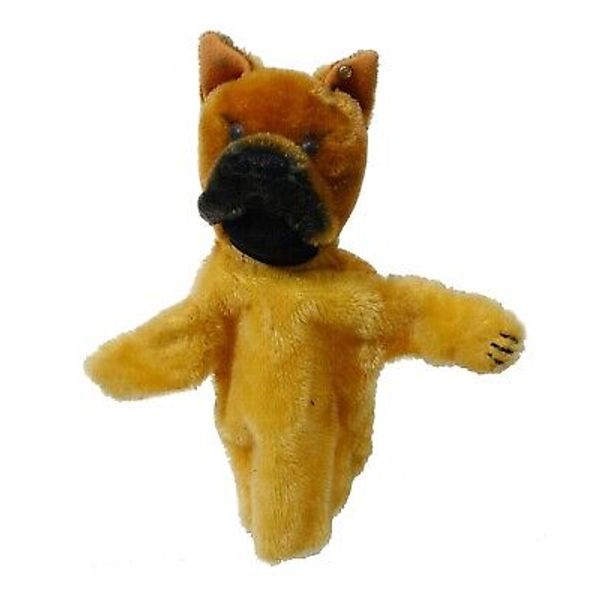 Vintage STEIFF Boxer Dog HAND PUPPET (1950's) w/Ear Button German Mohair Toy