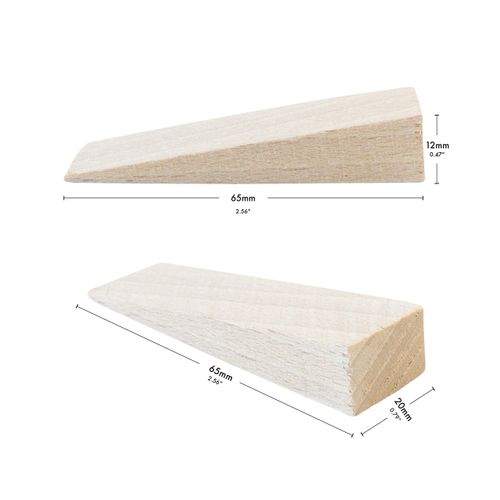 haggiy Hardwood Wedge - Wooden Wedge Set - Natural Beech Wedges - Door Stopper - Ideal for Furniture, Assembly, DIY - (LxWxH) 65 x 20 x 12 mm (10 Pcs.)