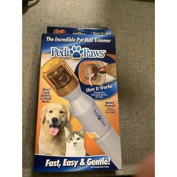 NEW Pedi Paws Incredible Pet Nail Trimmer Battery Powered Fast Easy Gentile