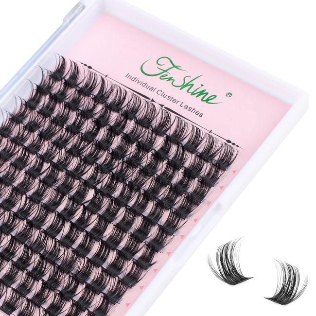 Fenshine Cluster LashesIndividual Lashes Wide Stem C/D Curl 9-15mm Length DIY Eyelash Extension Individual Soft False Lashes for Personal Use at Home… (13mm, 144pcs D curl)