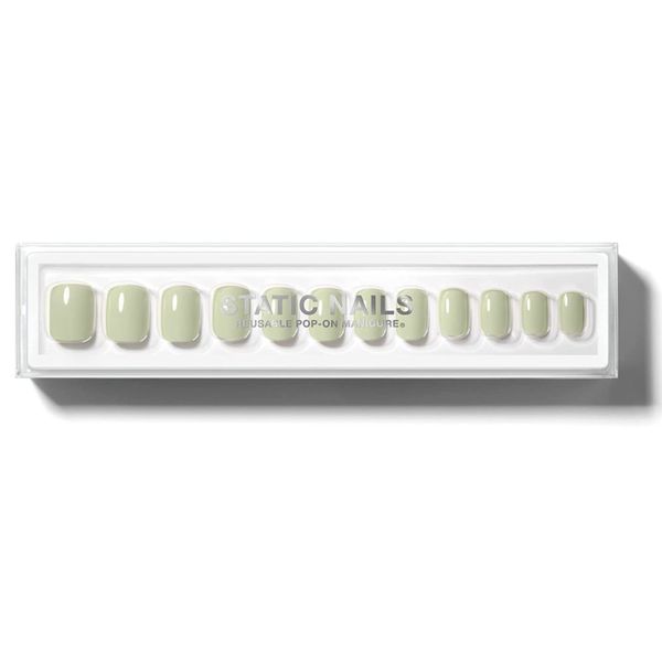 Static Nails Reusable Pop-On Manicure Set, Non-Damaging Glue-On Nails (Serene Square) - False Nails with Static Nail Glue, Nail Set, Fake Acrylic Press On Nails