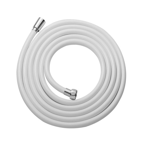 OFFO Shower Hose 2.5m, PVC Universal Smooth Shower Pipe with Shower Hose Washer High Pressure Shower Hose for Bath Taps Replacement, White