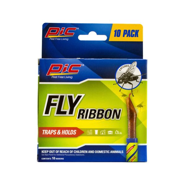 PIC FR10B 69060216325 Fly Ribbons Fruit Fly Traps for Indoors and Outdoors, Bug Trap for Winged Insects, Pack of 10