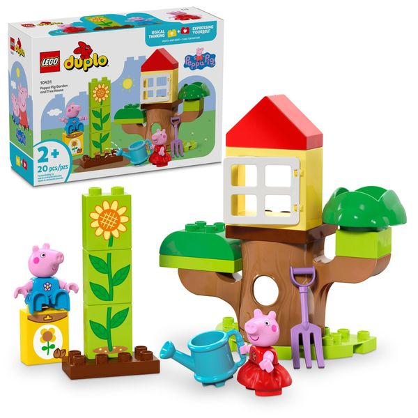 LEGO DUPLO Peppa Pig Garden and Tree House Toddler Toy, Building Block Learning Set for Preschool Kids with 2 Figures Included, Peppa Pig Toy Gift Idea for Toddlers Ages 2 and Up, 10431