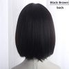 INMAN Wig, Semi-Long, Medium Bob, Gradient Wig, Full Wig, Women's, Straight, Natural, Harajuku, Lolita, Everyday Wear, Ear Hook (Princess Bob, Black Brown)