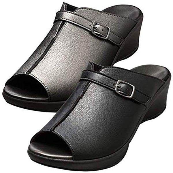 Beauty Gate Arch Fitter 136 Comfort Mule, Black/AKAISHI [For Foot Pain] [Black/L 9.4 - 9.6 inches (24.0 - 24.5 cm)]