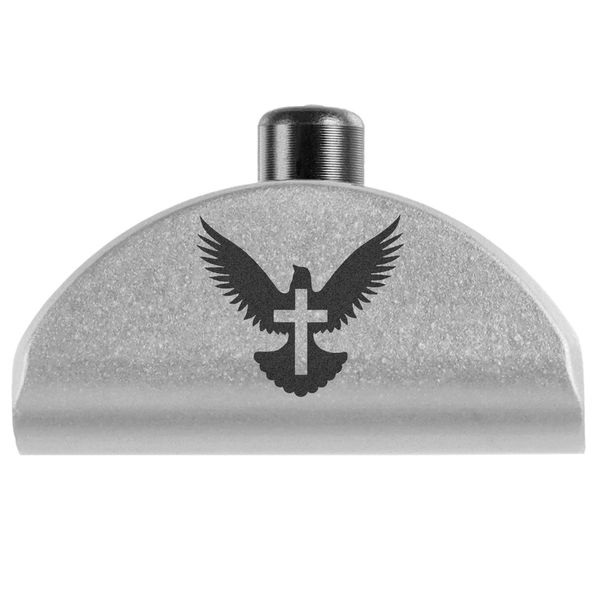 NDZ Performance Aluminum Grip Frame Insert Plug for Glock Gen 4-5 17 19 22 23 24 31 32 34 35, 9mm .40 .357 .45 Gap No Backstraps, Laser Engraved in Silver, Made in The USA - Bible Dove Cross
