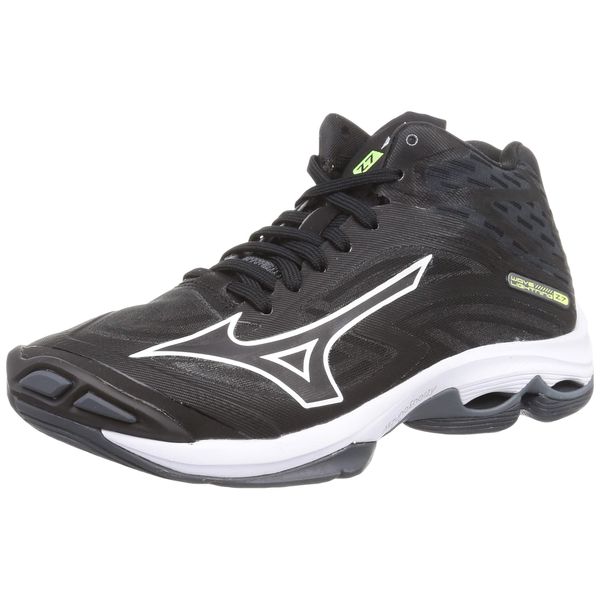 Mizuno Wave Lightning Z7 MID Volleyball Shoes, For Club Activities, Indoor, Wide, Lightweight, Indoor, multicolor (black / white)