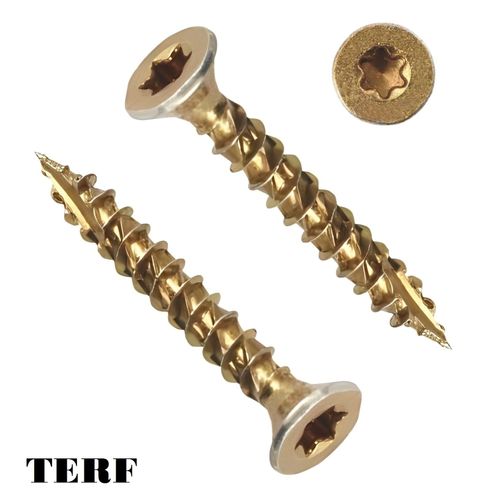 TERF® High Performance Multi Purpose Screw 4.0 X 30mm Torx Drive Flat Countersunk Head Wood Screws 4.0mm X 30mm (No.8 X 1.1/4) For Hardwood Decking MDF Plastic and Sheet Metal - Pack of 100