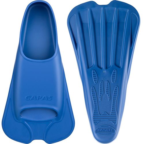 CAPAS Swim Training Fins Comfortable Silicone Swimming Floating Flippers with Mesh Bag for Kids Adult Men Women Short Blade Build Leg Strength (Blue, XXXS (Kids UK Size 12-13.5))