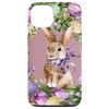 iPhone 13 Purple Spring Flowers And Easter Rabbit Wreath For Bunny Mom Smartphone Case