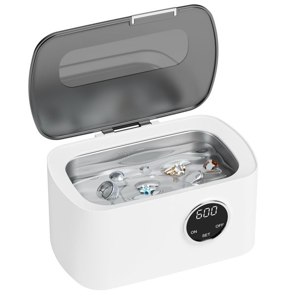 Ultraschallreinigungsgerät Ultraschallreiniger 600ml Ultraschallbad Ultrasonic Cleaner Mit 5 Zeitfunktionen und Digitalanzeige Ultraschallgerät für Brille Schmuck Uhren Zahnersatz