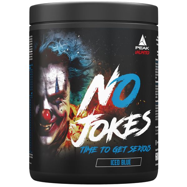PEAK No Jokes - 600g Geschmack Iced Blue I 30 Portionen I Concentrated Pre Workout Booster mit L-Citrullin, L-Arginin HCl, Koffein und Beta Alanin für Pump und Fokus I vegan