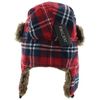 Milani Original Plaid Trapper Styled Hunting Hat - with Fur Red