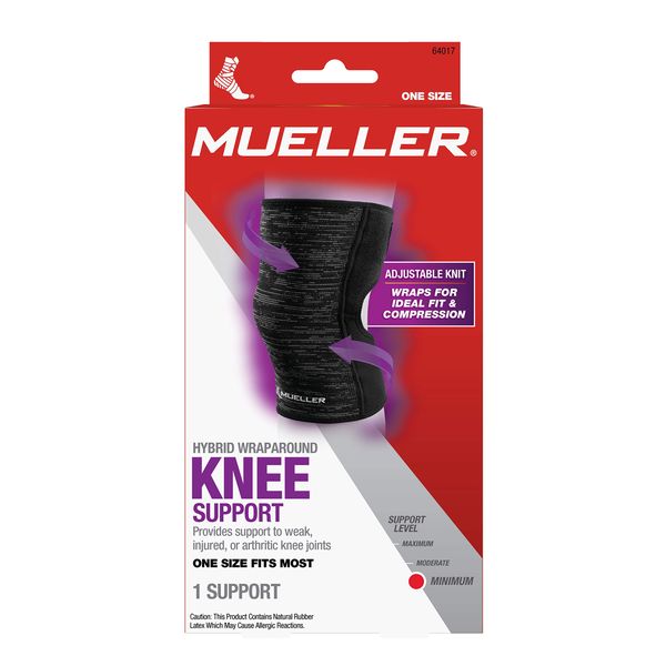 MUELLER Hybrid Wraparound Knee Support OSFM, Black