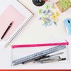 Janrax Coloured Zip Clear Exam Pencil Case (Red, 13x5")