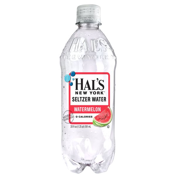 Hal's New York Seltzer Carbonated Watermelon Flavored Sparkling Water, Zero Sugar, Zero Calorie, Zero Carbs, 20 Fl Oz (Pack of 12)