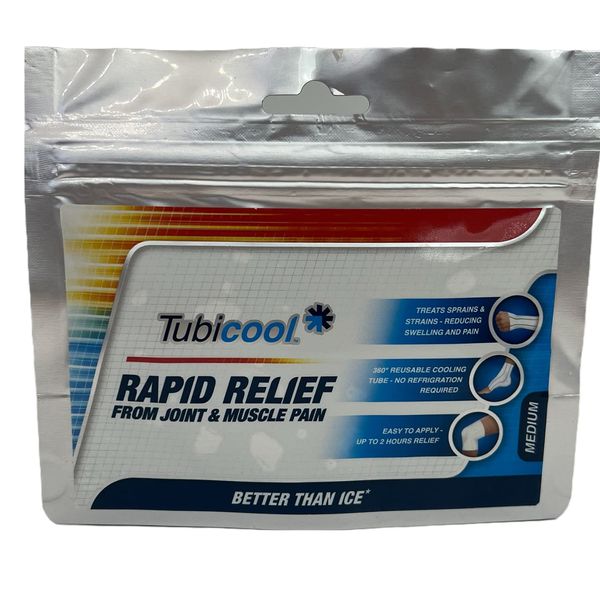 Tubicool Rapid Relief Pain Bandage (Medium (50-90mm)), Re-usable Ice-Cold Compression Support, Elbow, Knee, Ankle, Wrist, Clinically Proven, Reduces Inflammation, Swelling