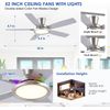 52" RGB Ceiling Fan with Light and Remote/App - Flush Mount Ceiling Fan Light wi