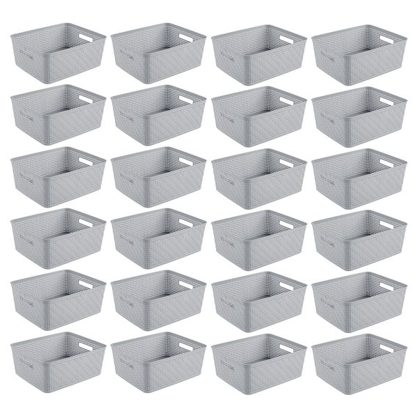 Sterilite 14'' x 11.5'' x 5'' Woven Rectangular Short Basket Organizer (24 Pack)