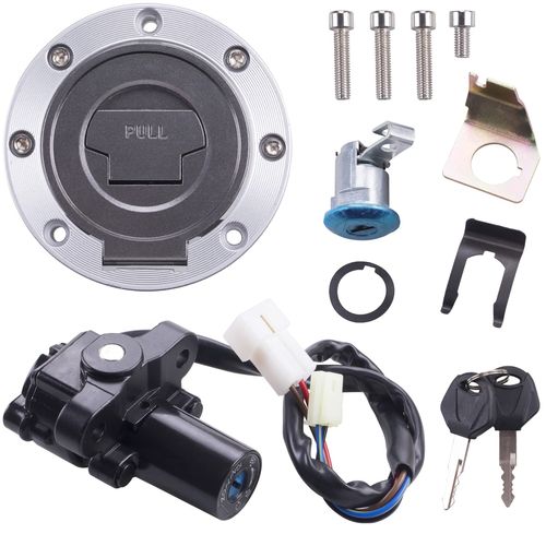 CNCMOTOK Ignition Switch Gas Cap Cover Seat Lock Key Set for Yamaha YZF R1 R6 1992-2012