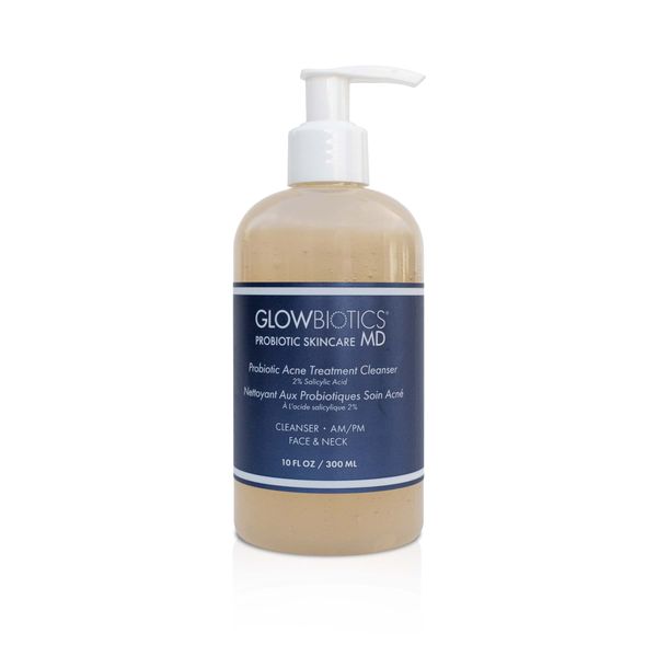 Glowbiotics Probiotic Acne Treatment Cleanser: Foaming Face Wash, Salicylic Acid Acne Control, Oily Skin Solution with Ceramides & Niacinamide, 10 Fl Oz