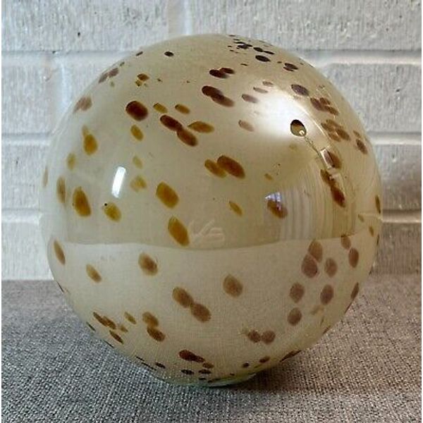 8" Decorative Ball Ivory Caramel Blown Glass Sphere Orb Tabletop Shelving Decor