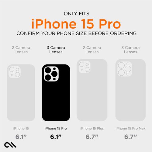 Case-Mate Tough Grip Smoke Black iPhone 15 Pro Case [16ft D3O Drop Protection] [Compatible with MagSafe] Magnetic Phone Case with Textured Grip for iPhone 15 Pro 6.1", Anti-Scratch, Shockproof, Slim