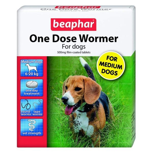 Beaphar One Dose Wormer Small/Medium 2 Tabs x3