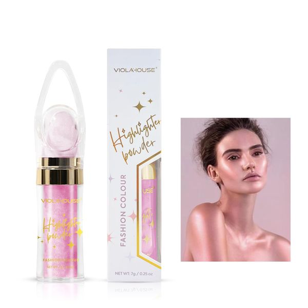 VIOLA HOUSE Stick Illuminante in Polvere, Stick di Polvere Viso ad Alto Gloss, Polvere Scintillante per Trucco da Festa Festival su Viso, Mani, Corpo, Braccia, Clavicole. 7g/0.25oz... (Pink)