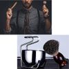 2 in 1 Shave Cup with Stand Holder Set Shaving Bowl with Stainless Steel Shaving Stand Brush Holder Set Razor Brush Bowl Grooming Tool for Men Beard Cleaning