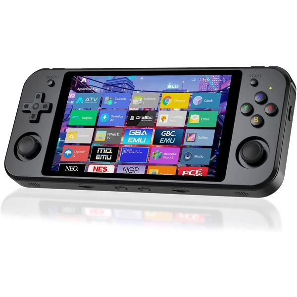 RG552 Handheld Game Console , RK3399 Chip Dual OS Linux , Android System Support HDMI / WiFi Online Games Built-in 64G SD Card 2500 Classic Games (Black)