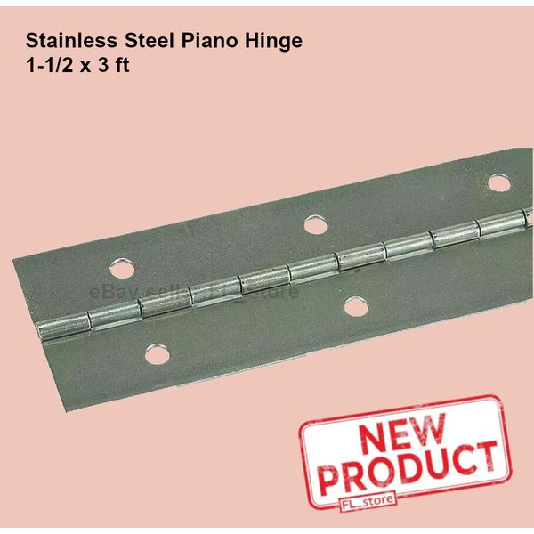 Stainless Steel Piano Hinge 1-1/2 x 3' Full Surface Continuous Non-removable Pin