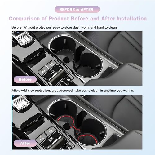2020-2023 Hynudai Sonata DN8 Center Console Liners Mats Sonata N Line Cup Holder Inserts Mats Non-Slip 2022 Sonata SEL Center Console Shifter Liner Trim Mat Anti-dust Door Pocket Liners 12PCS (Red)