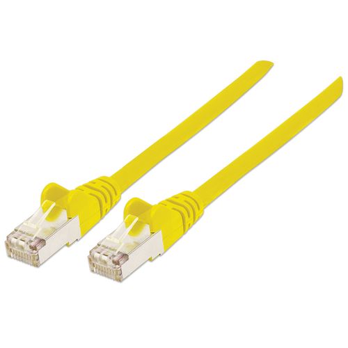 Intellinet Network Patch Cable, Cat7 Cable/Cat6A Plugs, 1m, Yellow, Copper, S/FTP, LSOH / LSZH, PVC, RJ45, Gold Plated Contacts, Snagless, Booted, Polybag