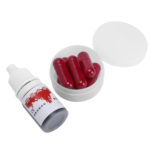 FEIP Fake Blood Spray, Practical Safe and Reliable Fake Blood Pill Convenient Healthy with 6 Fake Blood Capsules for Theater Film, Special Effects