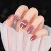 HappyHome AL0135 Nail Tips, 3D Nails, False Nails, Round Tips, Nail Stickers, Set of 24, Double-Sided Tape, Wood Stick, Nail File Included