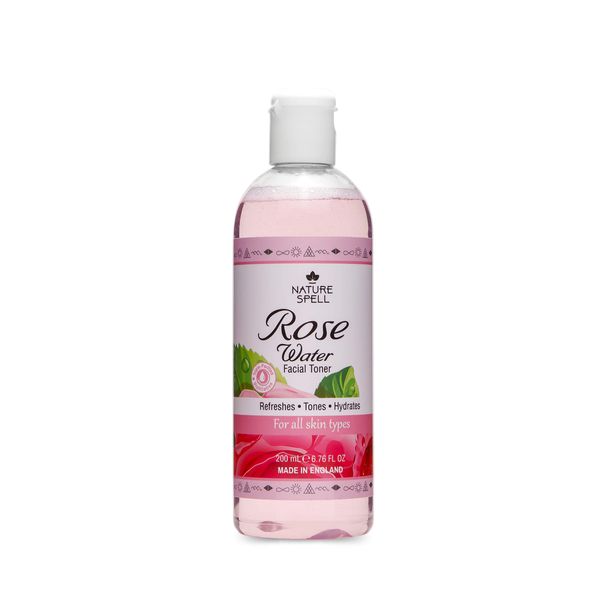 Nature Spell Reines Rosenwasser Gesichtstoner 200ml,pH-Balance der Haut wiederherstellen, Für alle Hauttypen,100% vegan, Hergestellt in Großbritannien