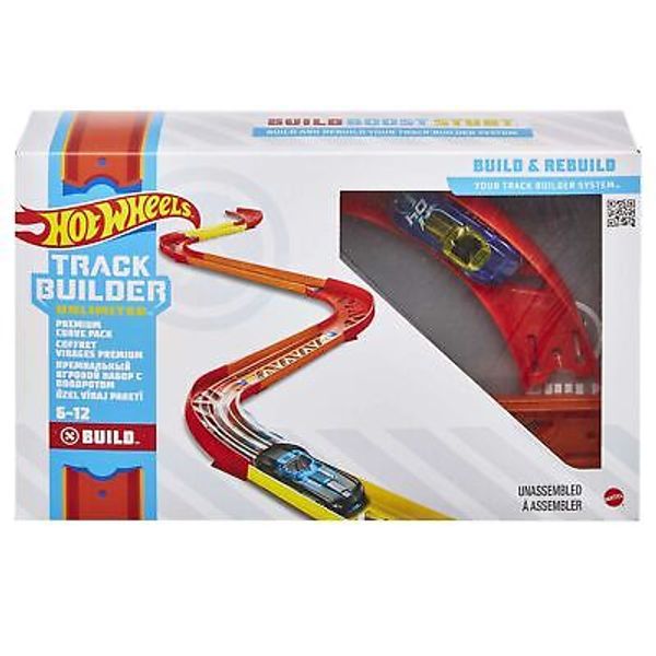 Hot Wheels Toy Car Track Set, Track Builder Unlimited Playset Premium Curve P...