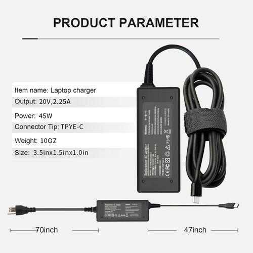 Chromebook Charger, 45W USB C Laptop Charger for HP Chromebook X360 14 14-ca051wm 14-ca052wm 14-ca061dx 14-ca043cl Chromebook Chrager USB C