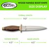 SZCO Supplies 9" Wood Handle Boot Knife with Stainless Steel Blade, Brass Guard, Pommel, and Clip-On Sheath - Tactical and Everyday Carry