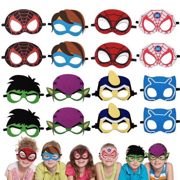 SSZS 16 Packs Superhero Masks Party Favors for Kids, Superhero Party Supplies for Kids Dress Up Birthday Gift Halloween Cosplay Party Masks Party Supplies