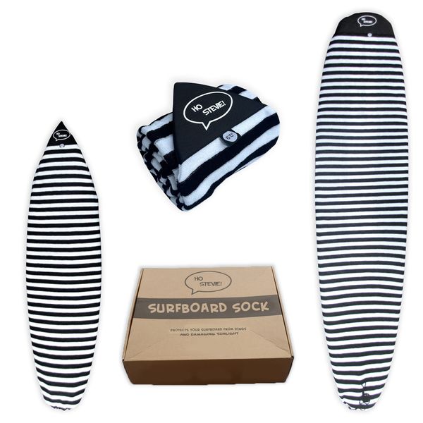 Ho Stevie! Surfboard Sock Cover - Light Protective Bag for your Surf Board (Black/White, 9'6")